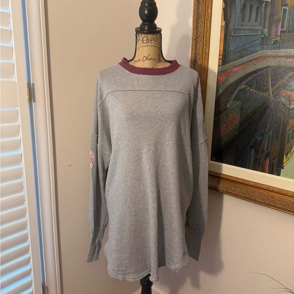 We The Free Gray and Burgundy Knit Top - Picture 5 of 11